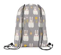 Drawstring Backpack Cute Rabbit Cartoon Animal Unisex Drawstring Bag Stylish Sport Bag String For Shopping Men Travel 39X46Cm