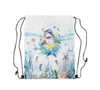 Drawstring Backpack Cute Shark Ocean Sea Animal Design Sports Drawstring Stylish String Bags For Trainer Men Fishing 39X46Cm