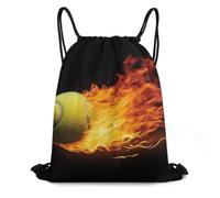 Drawstring Backpack Draw String Bags Swimming Bag Cinch Sack Gym Bags | Burning Tennis Pictures Drawstring Bags Large Sports String Backpack Cinch Sack Sport Gym Bags for Yoga Outdoor Sports