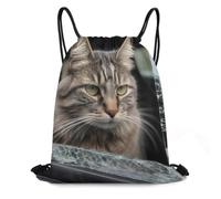 Drawstring Backpack Draw String Bags Swimming Bag Cinch Sack Gym Bags | Cat Smashes Glass in Car Drawstring Bags Large Sports String Backpack Cinch Sack Sport Gym Bags for Yoga Outdoor Sports