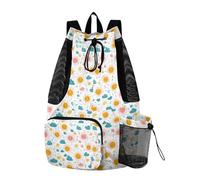 Drawstring Backpack For Women Men Gym Bag With Water Bottle Pocket Pull String Bag Wet and Dry Separation Cartoon Cute Yellow Sun