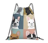 Drawstring Backpack French Bulldog Print String Swimming Bag Folding Water Repellency Storage Pouch, For Women, Hiking, Swimming, 36x42cm