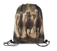 Drawstring Backpack Galloping Horse Soil Design Drawstring Gym Bag Unisex Sport Bag String For Holidays Beach Climbing 39X46Cm