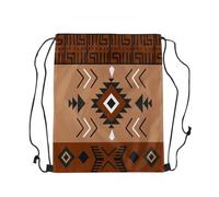 Drawstring Backpack Geometric Southwest Native American Design Tribal Striped Foldable Drawstring Pe Bags Stylish String Bag For Travel Yoga Men 39X46Cm