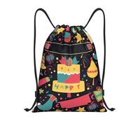 Drawstring Backpack Happy Birthday Images Drawstring Sport Bag Boys Fashion Rucksack, For Gym, Sports, Swimming, 36x42cm