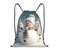 Drawstring Backpack Happy Snowman Kids Drawstring Bag Water Repellency Boys Sports Sack, For Birthday, Travel, Sports, 36x42cm