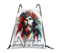 Drawstring Backpack Its Friday But Sunday Is Coming Jesus Easter Travel Bag Water Repellency Folding Storage Pouch, For Men, Swimming, Women, 36x42cm