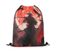 Drawstring Backpack Japan Samurai Design Drawstring Gym Bag Unisex Draw String Back Bag For Beach Yoga School 39X46Cm