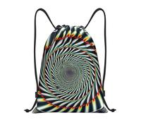Drawstring Backpack Lightweight Polyester Cinch Bag with Adjustable Straps | Spiral Optical Illusion Printed Drawstring Bag Durable String Sackpack For Gym Travel Beach Shopping, M