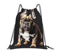 Drawstring Backpack Long Ears French Bulldog Print Gym Sack Bag Folding Large Storage Pouch, For Shopping, Women, Gym, 36x42cm