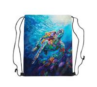 Drawstring Backpack Ocean Sea Turtle Scratch Draw String Back Versatile String Sackpack For Swim School Holidays