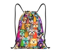 Drawstring Backpack Oil Cute Schnauzer Dogs Print Gym Sack Bag Water Repellency Folding Rucksack, For Hiking, Travel, Gym, 36x42cm