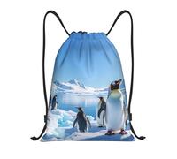 Drawstring Backpack Penguin Antarctica Ice Drawstring Bag Large Adults Rucksack, For Travel, Yoga, Sports, 36x42cm