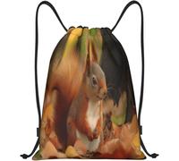 Drawstring Backpack Photograph Of Cute Red Squirrel Sackpack Unisex String Bag Adjustable Gym Bag For Training Beach School 36X42Cm