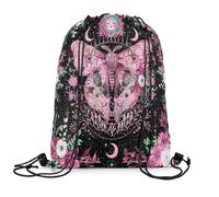 Drawstring Backpack Pink Purple Death Moth Foldable Gym Sack Versatile String Bag For Hiking Hunting Fishing 39X46Cm