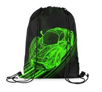 Drawstring Backpack Racing Car Green Sports Car Lightweight Drawstring Gym Bag Foldable Sport Bag String For Gym Trainer Holidays 39X46Cm