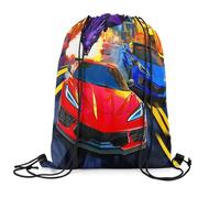 Drawstring Backpack Racing Car Red Blue Racing Car Unisex Gym Sack Backpack Foldable Draw String Back Bag For Fishing Yoga Men 39X46Cm