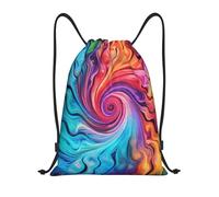 Drawstring Backpack Rainbow Tie Dye Abstract Art Swirl Sports Gym Bag Large Folding Storage Pouch, For Shopping, Swimming, Yoga, 36x42cm