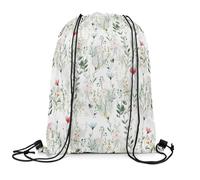 Drawstring Backpack Red Blue Flower Lightweight Draw String Back Large Capacity Gym Sackpack For School Shopping Swim