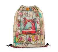 Drawstring Backpack Red Sewing Machine Retro European Sewing Theme String Swimming Bag Girls Drawstring Sport Bag Lightweight Light Backpack, For School, Holidays, 36x42cm