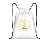 Drawstring Backpack Rhode Island State Flag Print Drawstring Sport Bag Water Repellency Folding Rucksack, For Travel, Women, Birthday, 36x42cm