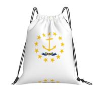 Drawstring Backpack Rhode Island State Flag Print Travel Bag Large Folding Rucksack, For Activities, Travel, Beach, 36x42cm