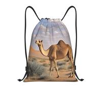 Drawstring Backpack Sackpack Foldable Camels Rest Desert Backpack String Bag Sports Gym Bag for Women Men