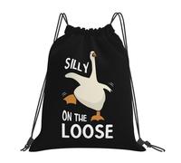 Drawstring Backpack, Silly Goose On The Loose Swim Bag Unisex Drawstring Sport Bag Eco Friendly Swimming Backpack For Children Teenager Men 36X42Cm