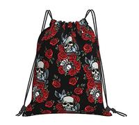 Drawstring Backpack Skull Bird Red Rose Gothic Drawstring Bag Personalised Sport Bag Waterproof Gym Sack For Travel Men Running School