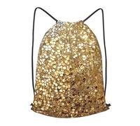Drawstring Backpack Sports Gym Bags Lightweight Cinch Bag Gym Cinch Sack | Gold Sequin Sparkle Drawstring Bags Foldable Sackpack for Men Women Beach Bag Draw String Party Bags S
