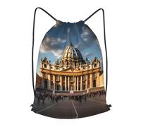 Drawstring Backpack St Peter'S Basilica Waterproof Sports Drawstring Design Sport Gym String Bag For Shopping Women Travel 39X46Cm