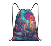 Drawstring Backpack Trippy Magic Mushrooms Psychedelic Mystic Gym Backpack Adults Water Repellency Storage Pouch, For Women, Travel, Men, 36x42cm