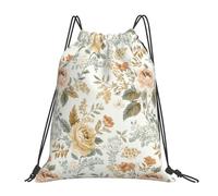 Drawstring Backpack Vintage Flower Unisex String Bag Large Folding Storage Pouch, For Travel, Men, Holidays, 36x42cm