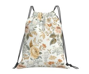 Drawstring Backpack Vintage Flower Unisex String Bag Large Folding Storage Pouch, For Travel, Men, Holidays, 36x42cm