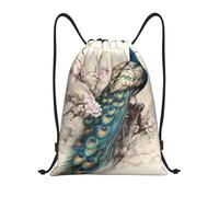 Drawstring Backpack Vintage Peacock Flower Personalised Drawstring Bag Water Repellency Folding Sports Sack, For Activities, Women, Beach, 36x42cm