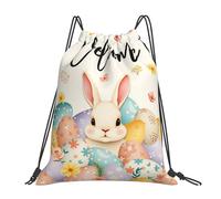 Drawstring Backpack Welcome Easter Eggs Bunny Rabbit Gym Backpack Water Repellency Large Rucksack, For Women, Men, Sports, 36x42cm