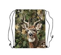 Drawstring Backpack Wild Deer Stylish Draw String Back Versatile String Sackpack For Shopping Yoga Running