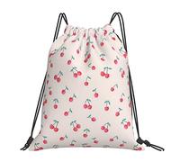 Drawstring Bag Cute Pink Cherry Print Gym Bag PE Swimming School Bag For Sports Beach Holidays Swimming Travel For Women Men 42 * 36 cm