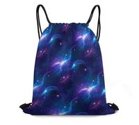 Drawstring Bag, Foldable Swimming Backpack, Purple Blue Galaxy Art, Comfortable Cinch Sack For Teenager, School, Men, 36X42cm