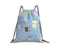 Drawstring Bag Happy Boba Bubble Tea String Bag Gym Bag Drawstring Bags PE Bags For Gym Shopping Sport Yoga School Swimming Beach For Women Men 42 * 36 cm