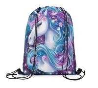 Drawstring Bag Horse Sea Water-Resistant Draw String Back Stylish String Sackpack For Swim School Yoga