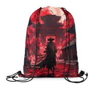 Drawstring Bag Japanese Samurai Water-Resistant Draw String Back Large Capacity Drawstring Backpack For Swim School Beach