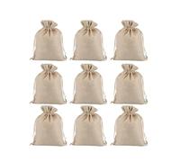 Drawstring Bag Jewelry Pouch 10x14cm Breathable Linen 12pcs Beige | Lightweight, Not Easy to Rip or Break, for Little Gifts and Candies, Christmas Festive Decoration