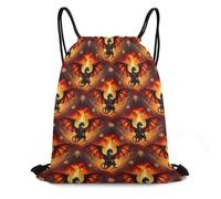Drawstring Bag, Lightweight Swimming Backpack, Dragon Fire Cool, Eco Friendly Cinch Sack For Sports, Yoga, Hiking, 36X42cm