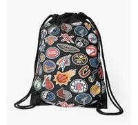Drawstring Bag NBA teams seamless pattern black Sport Gym Shoe Backpack