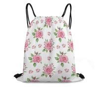 Drawstring Bag, Personalised Sport Gym Sack, Flower Flowers Pink Rose, Unisex Swim String Backpack For Beach, Teenager, Women, 36X42cm