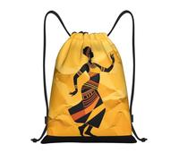 Drawstring Bag, Premium Sports Backpack, African Woman Yellow Black, Daily String Sackpack For Teenager, Yoga, Women, 36X42cm