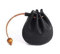 Drawstring Bag Purse, Mini Medieval Key Wallet Pouch First Layer Cowhide Coin Pouch with Drawstring for Women Men