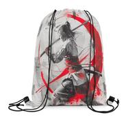Drawstring Bag Samurai Water-Resistant Draw String Back Pull String Drawstring Backpack For Running Swim School