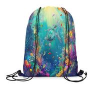 Drawstring Bag Sea Turtle Pull String Draw String Back Lightweight Drawstring Backpack For School Yoga Beach